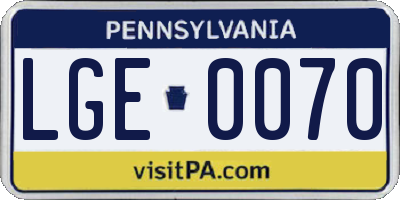 PA license plate LGE0070