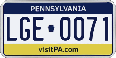 PA license plate LGE0071