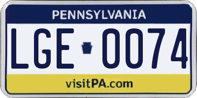 PA license plate LGE0074