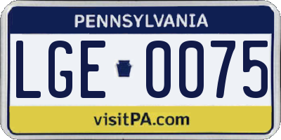 PA license plate LGE0075
