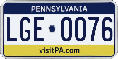 PA license plate LGE0076