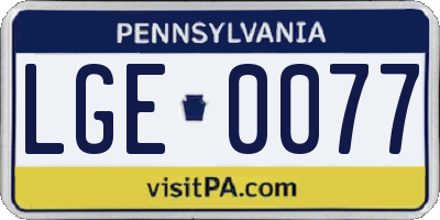 PA license plate LGE0077