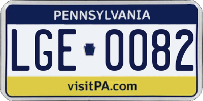 PA license plate LGE0082