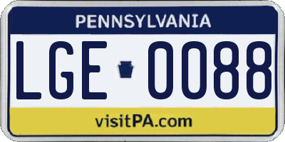 PA license plate LGE0088