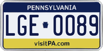 PA license plate LGE0089