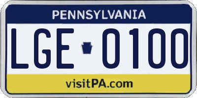 PA license plate LGE0100