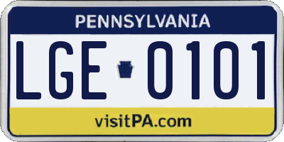 PA license plate LGE0101