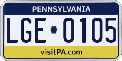 PA license plate LGE0105