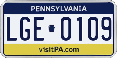 PA license plate LGE0109