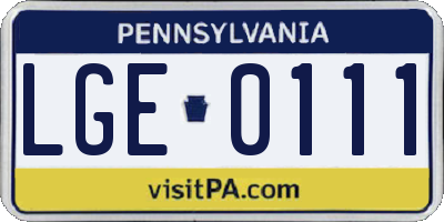 PA license plate LGE0111