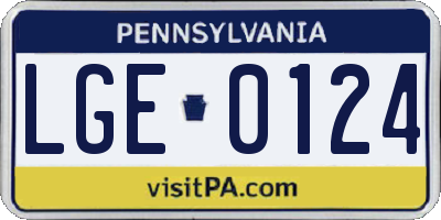 PA license plate LGE0124