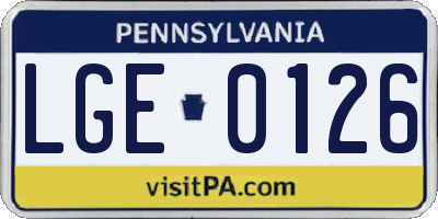 PA license plate LGE0126
