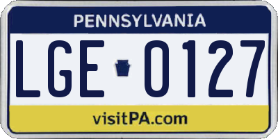 PA license plate LGE0127