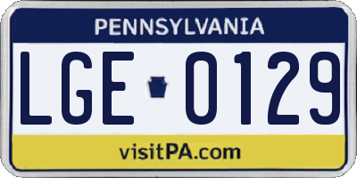 PA license plate LGE0129