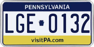 PA license plate LGE0132