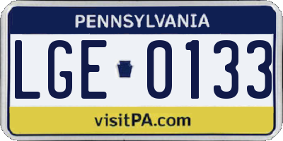 PA license plate LGE0133