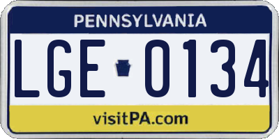 PA license plate LGE0134