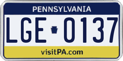 PA license plate LGE0137