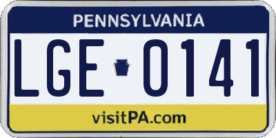 PA license plate LGE0141