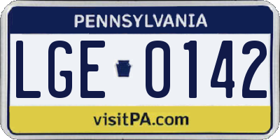 PA license plate LGE0142