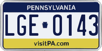 PA license plate LGE0143