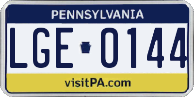 PA license plate LGE0144