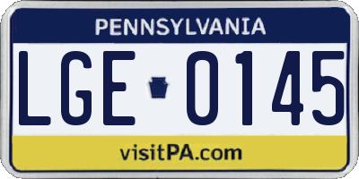PA license plate LGE0145