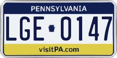 PA license plate LGE0147