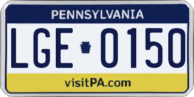 PA license plate LGE0150