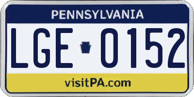 PA license plate LGE0152