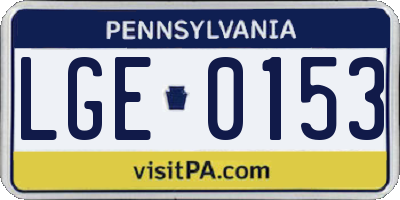 PA license plate LGE0153