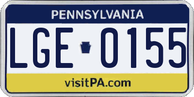 PA license plate LGE0155