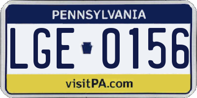 PA license plate LGE0156