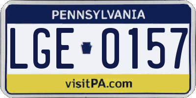 PA license plate LGE0157