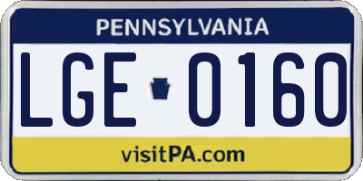 PA license plate LGE0160