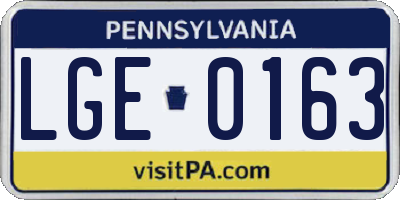 PA license plate LGE0163