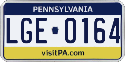 PA license plate LGE0164