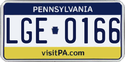 PA license plate LGE0166