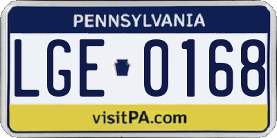 PA license plate LGE0168