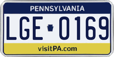 PA license plate LGE0169