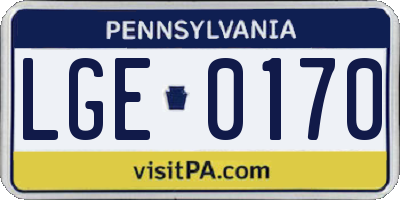 PA license plate LGE0170