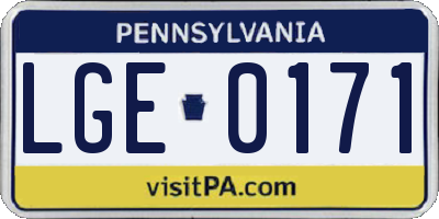 PA license plate LGE0171
