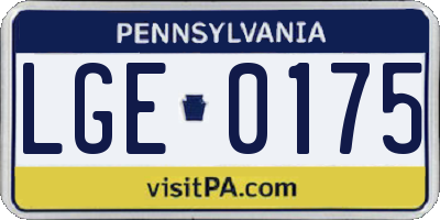 PA license plate LGE0175