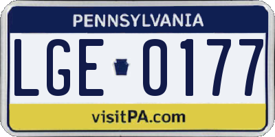 PA license plate LGE0177