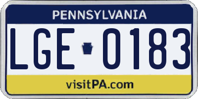 PA license plate LGE0183