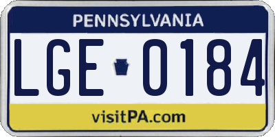 PA license plate LGE0184