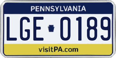 PA license plate LGE0189