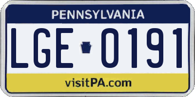 PA license plate LGE0191