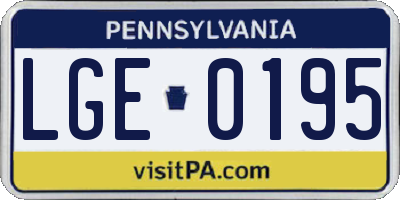 PA license plate LGE0195