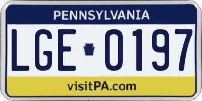 PA license plate LGE0197